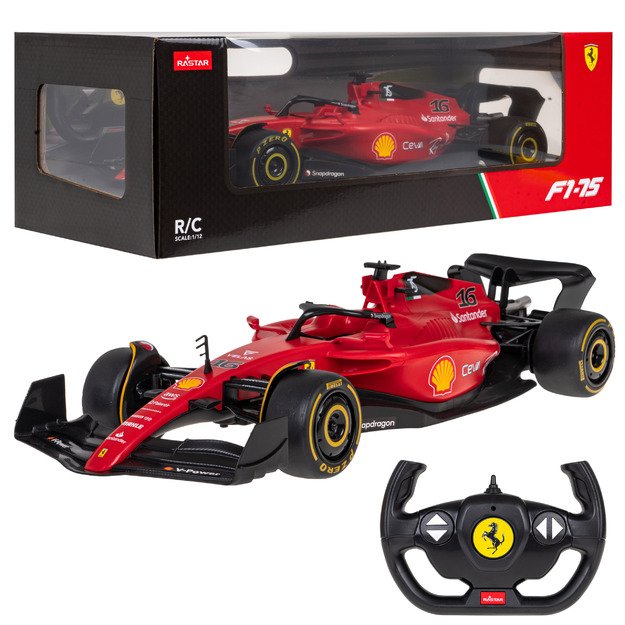 Nuotoliniu būdu valdomas sportinis Ferrari F1 75 automobilis, raudonas 