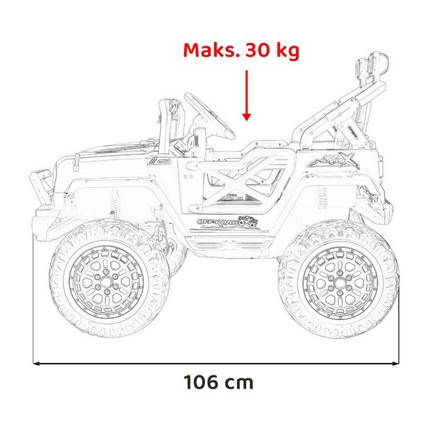 Vienvietis elektrinis džipas vaikams OFF ROAD, baltas