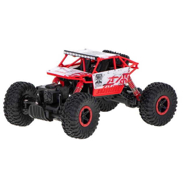 Nuotoliniu būdu valdomas automobilis ,,Rock Crawler" 2.4 GHz, raudonas