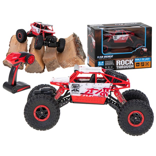 Nuotoliniu būdu valdomas automobilis ,,Rock Crawler" 2.4 GHz, raudonas