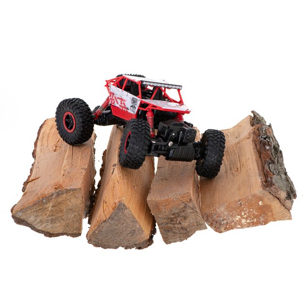 Nuotoliniu būdu valdomas automobilis ,,Rock Crawler" 2.4 GHz, raudonas