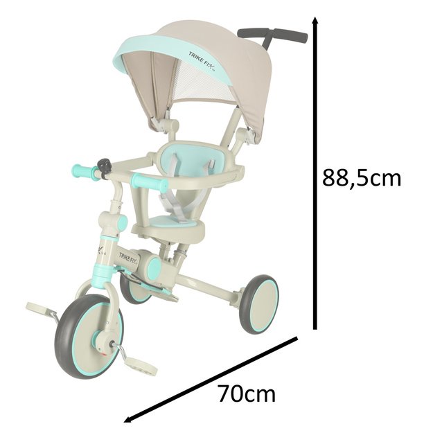 Vaikiškas triratukas su stogeliu ,,Trike Fix V4", turkio spalva