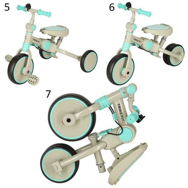 Vaikiškas triratukas su stogeliu ,,Trike Fix V4", turkio spalva