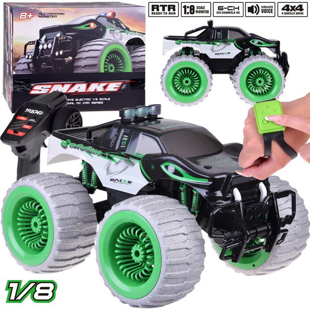 Milžiniškas RC monstras 4x4 su Drift funkcija, žalias