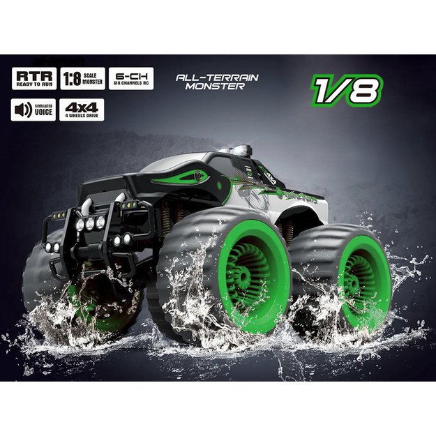 Milžiniškas RC monstras 4x4 su Drift funkcija, žalias