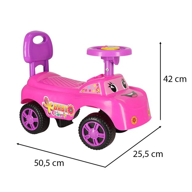 Paspiriamas automobilis su šypsena Baby Car, rožinis