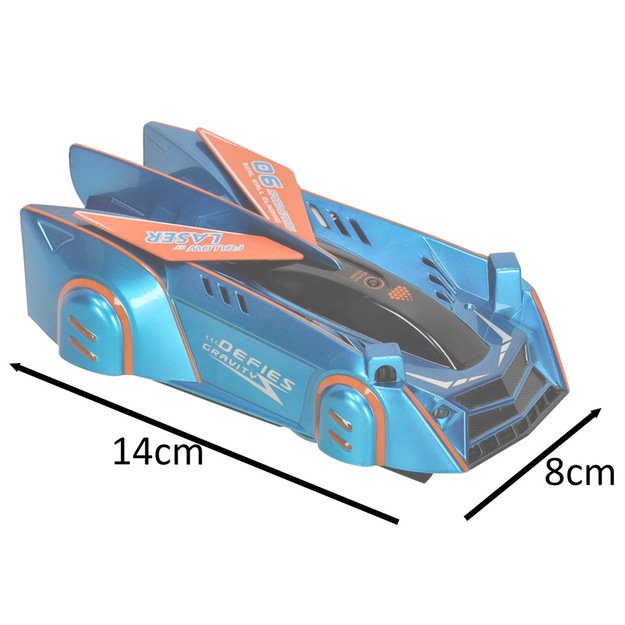 Lazeriu valdomas sienomis važiuojantis automobilis, mėlynas