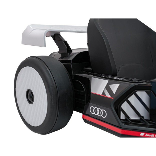 Vienvietis elektromobilis vaikams Audi Gokart su drifto funkcija, baltas