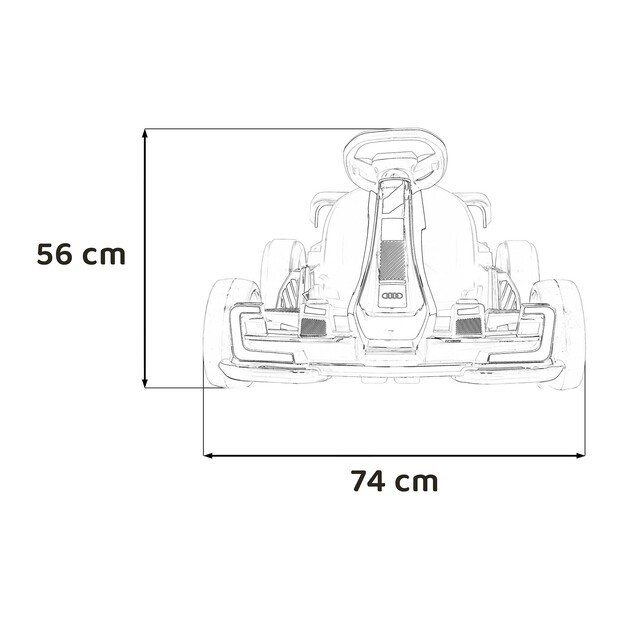 Vienvietis elektromobilis vaikams Audi Gokart su drifto funkcija, baltas