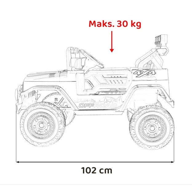 Vienvietis elektrinis džipas vaikams OFF ROAD CLIMBER, raudonas