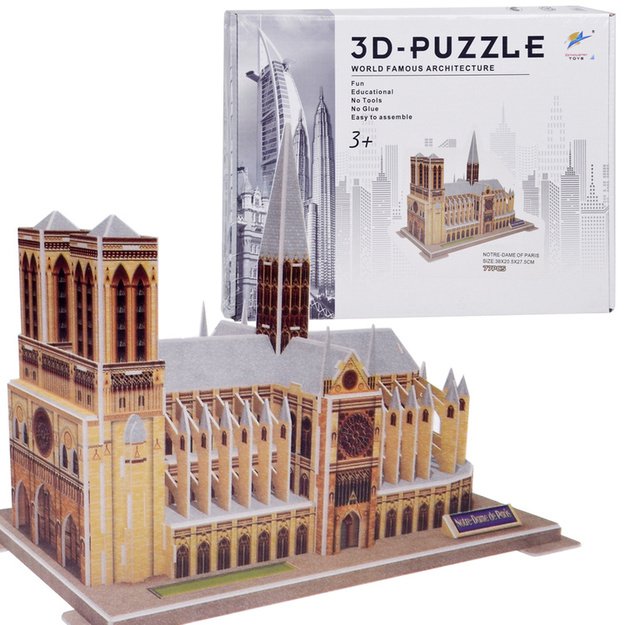 3D Paryžiaus Notre-Dame katedros dėlionė 77 el. 