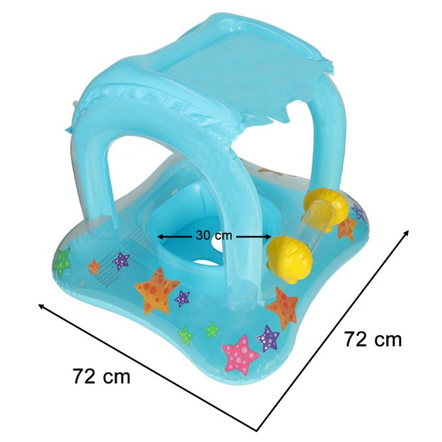 Vaikiškas pripučiamas plaukimo ratas su stogeliu, mėlynas
