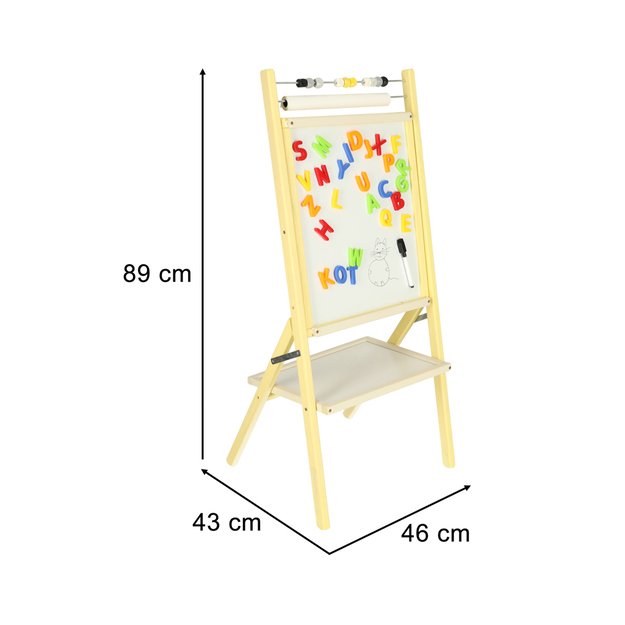 Edukacinė dvipusė magnetinė ir kreidinė lenta su priedais, 46x43x89cm