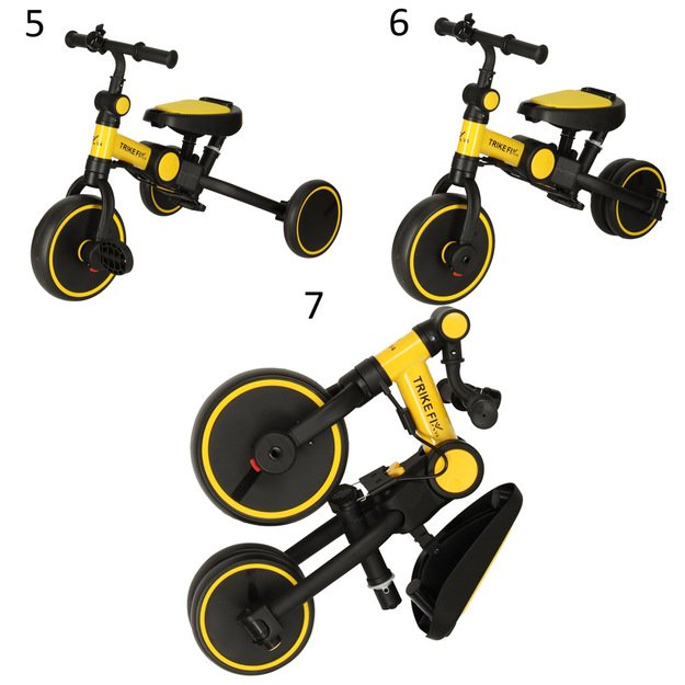 Vaikiškas triratukas su stogeliu ,,Trike Fix V4", geltonas