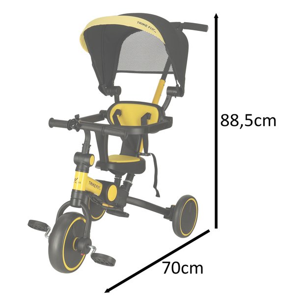 Vaikiškas triratukas su stogeliu ,,Trike Fix V4", geltonas