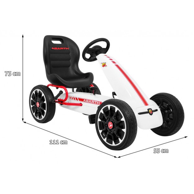 Pedalais minamas kartingas vaikams Abarth, baltas