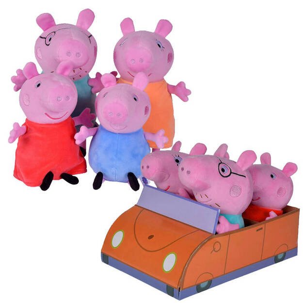 Pliušinių žaislų rinkinys automobilyje, Peppa Pig