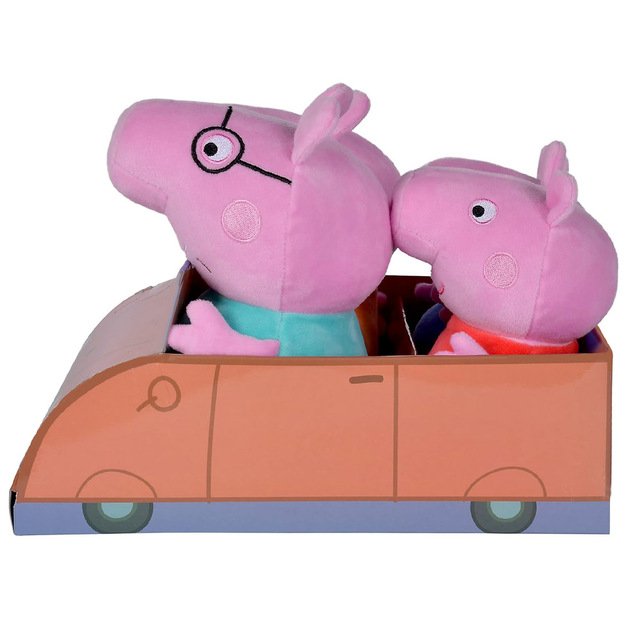 Pliušinių žaislų rinkinys automobilyje, Peppa Pig