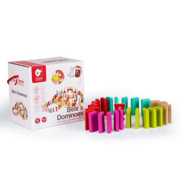 Medinis Montessori domino kaladėlių rinkinys 105 el, jūros gyvūnai, CLASSIC WORLD