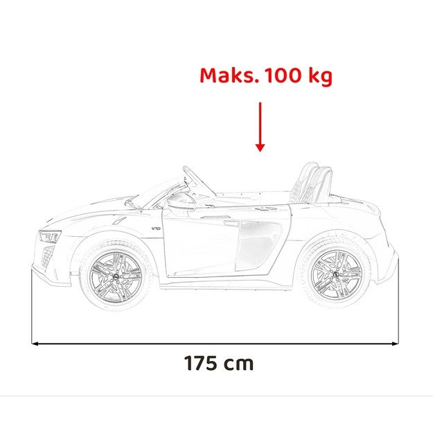 Dvivietis elektromobilis vaikams Audi Spyder R8 Lift, juodas