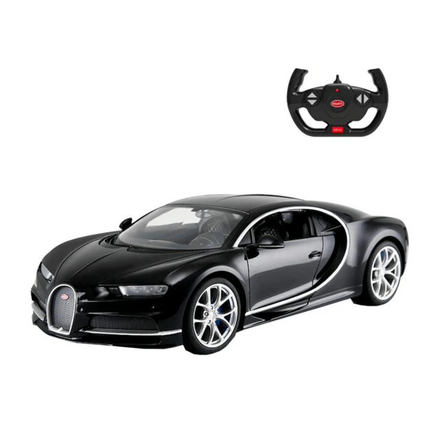 Nuotoliniu būdu valdomas Bugatti Chiron RC automobilis, juodas