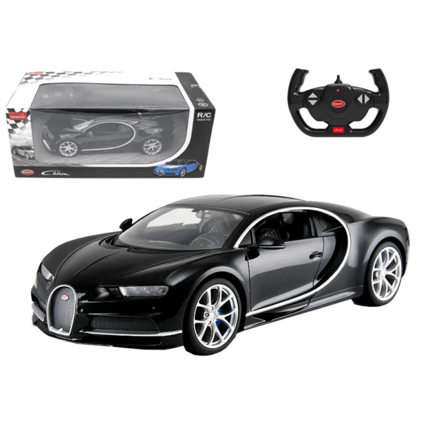 Nuotoliniu būdu valdomas Bugatti Chiron RC automobilis, juodas