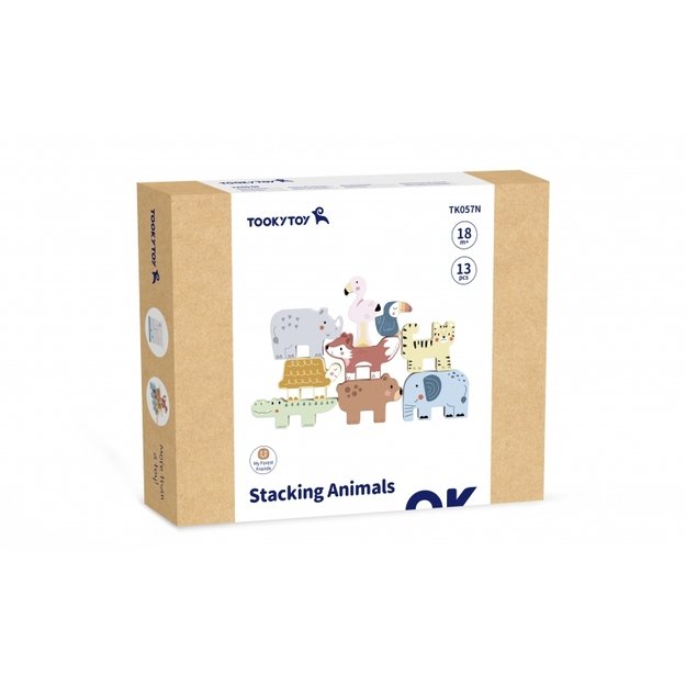 Medinė Montessori gyvūnų dėlionė 9 el., TOOKY TOY