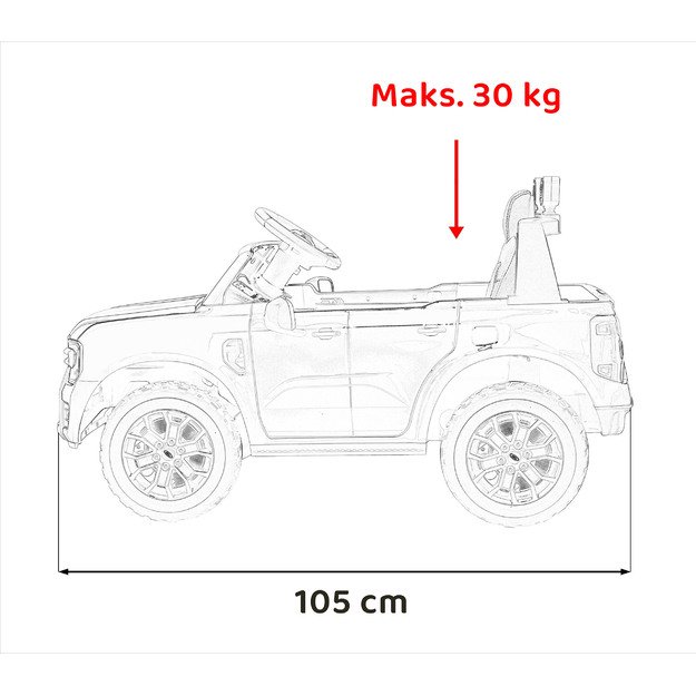 Vienvietis elektrinis džipas vaikams Ford Ranger LIFT, geltonas