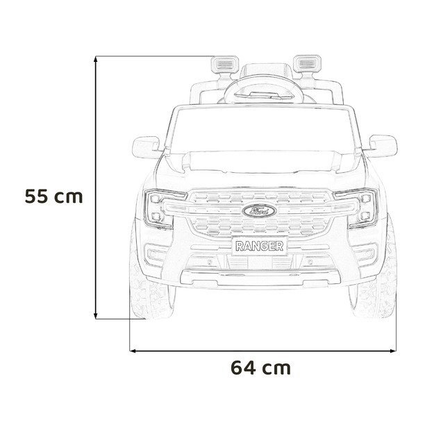 Vienvietis elektrinis džipas vaikams Ford Ranger LIFT, geltonas