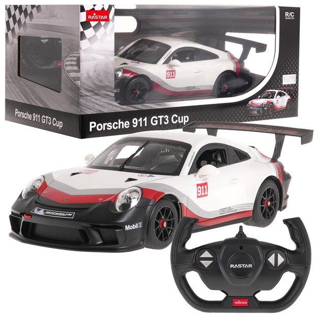 Nuotoliniu būdu valdomas lenktyninis Porsche 911 GT3 automobilis 1:14 