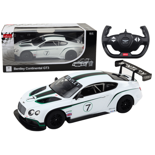 Nuotoliniu būdu valdomas sportinis Bentley Continental GT3 automobilis 1:14, baltas