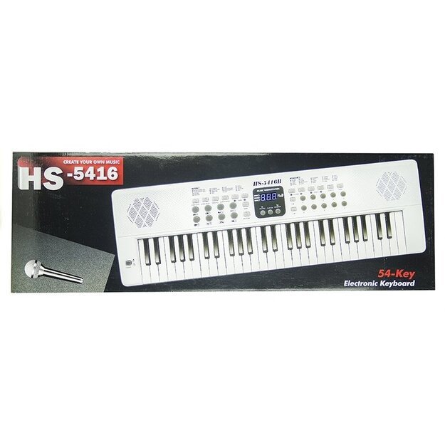 Žaislinis pianinas vaikams HS5416 54 klavišai, baltas