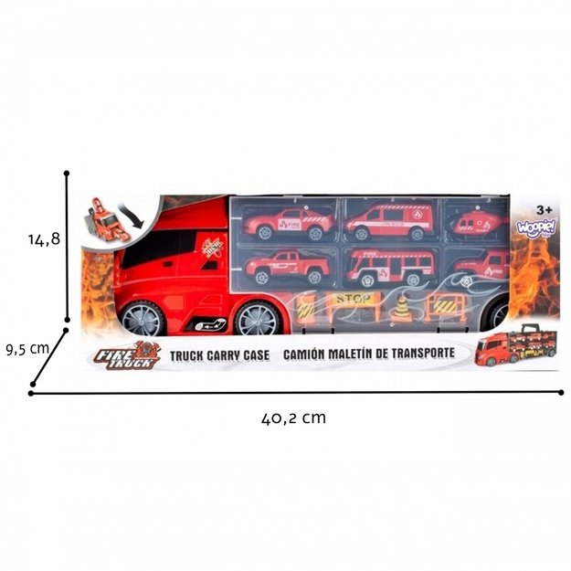 Sunkvežimio ir automobilių rinkinys 3in1 11 el, raudonas, WOOPIE