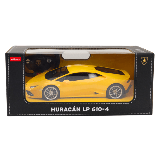 Nuotoliniu būdu valdomas sportinis Lamborghini Huracan automobilis 1:14, geltonas