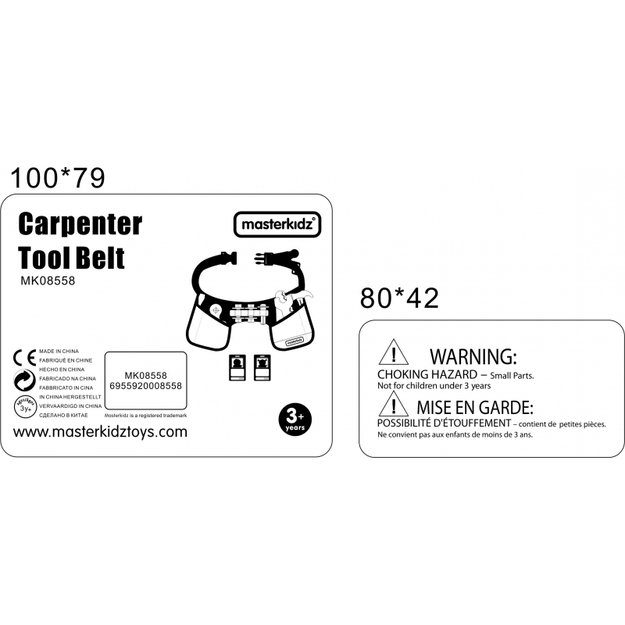 Diržas su dailidės įrankiais 12 dalių, Masterkidz