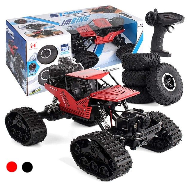 Nuotoliniu būdu valdomas „Rock Crawler" visureigis 2in1, raudonas