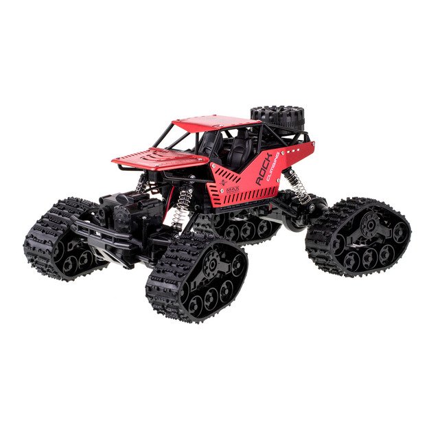 Nuotoliniu būdu valdomas „Rock Crawler" visureigis 2in1, raudonas