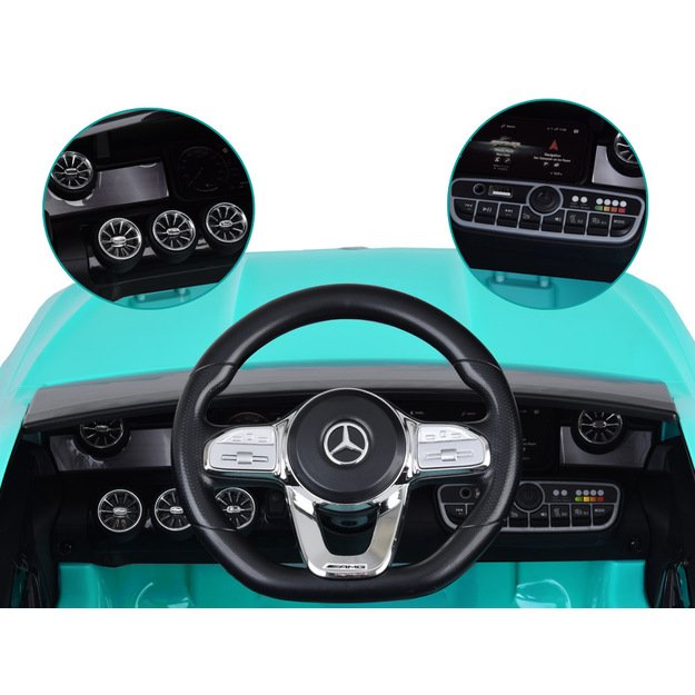 Vienvietis elektromobilis Mercedes AMG CLA 45s, mėlynas