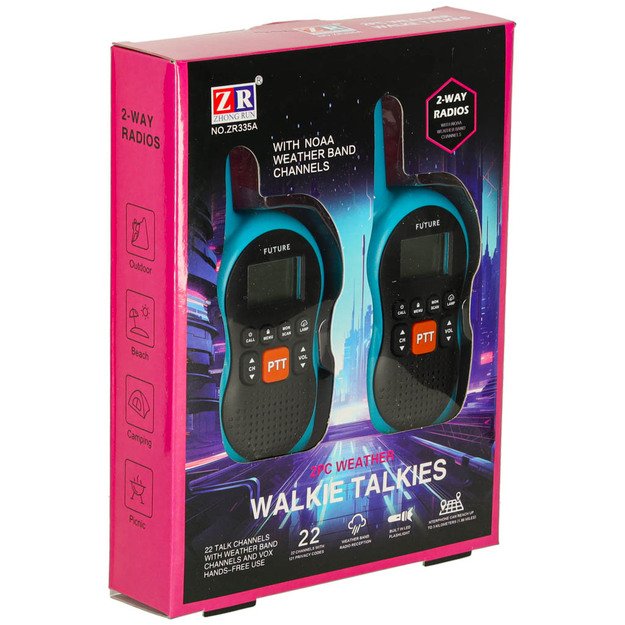 Vaikiškos racijos Walkie Talkie 3 km, 2 vnt.