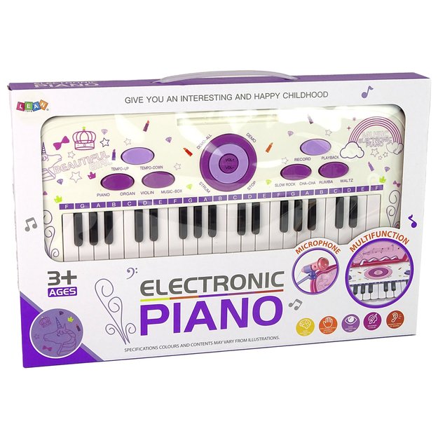 Elektrinis pianinas su mikrofonu Pink USB MP3, 37 klavišai, baltas