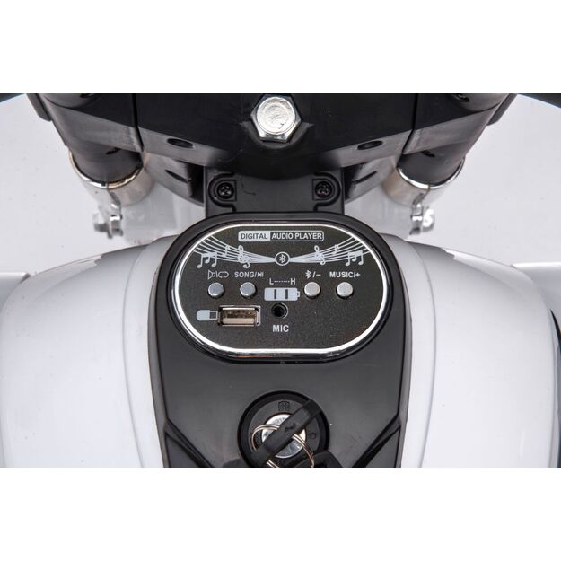 Triratis elektrinis motociklas vaikams Goldwing NEL-R1800GS, baltas