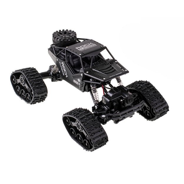 Nuotoliniu būdu valdomas „Rock Crawler" visureigis 2in1, juodas