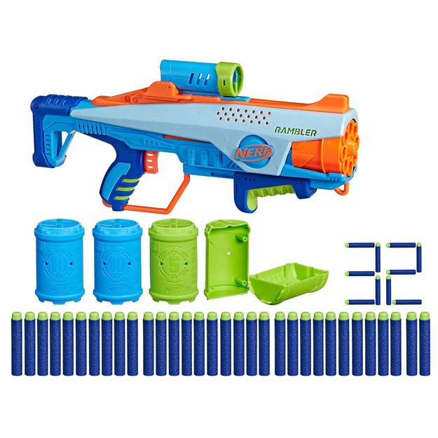 Žaislinis Nerf blaster Elite JR Rookie Pack šautuvas su paleidimo įrenginiu