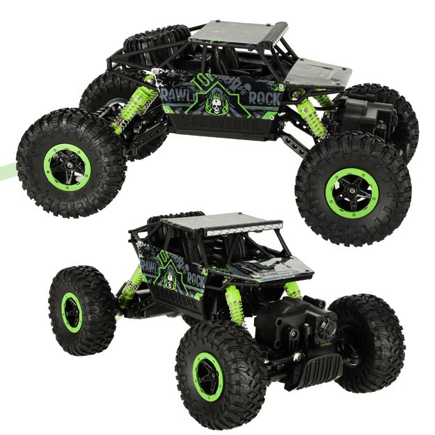 Nuotoliniu būdu valdomas automobilis ,,Rock Crawler" 2.4 GHz, žalias