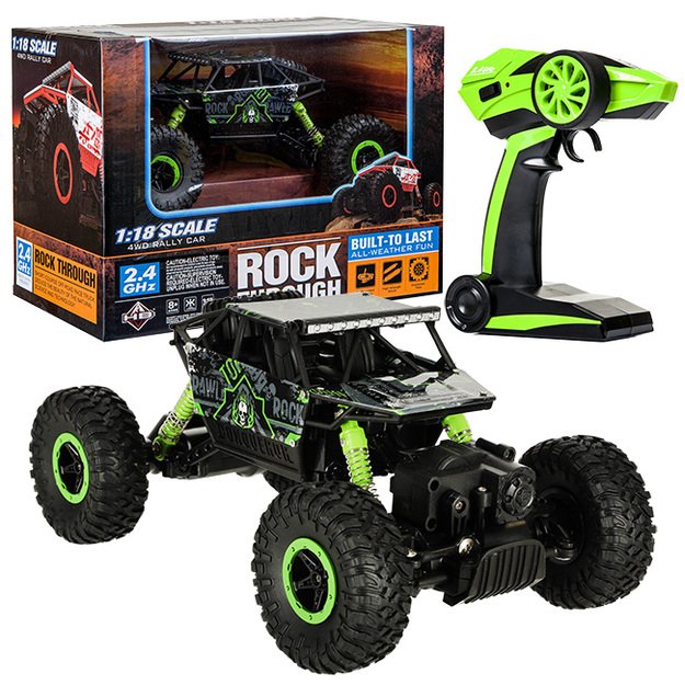 Nuotoliniu būdu valdomas automobilis ,,Rock Crawler" 2.4 GHz, žalias