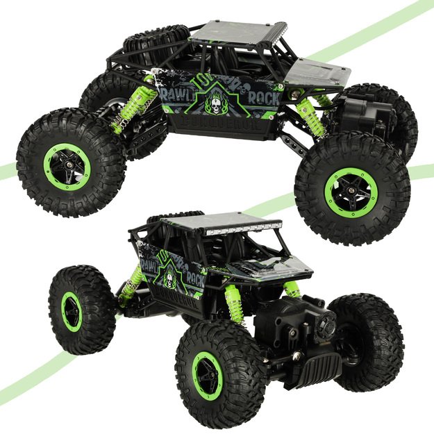 Nuotoliniu būdu valdomas automobilis ,,Rock Crawler" 2.4 GHz, žalias