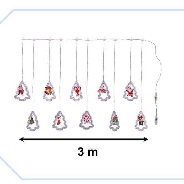 Kalėdinė LED girlianda su valdymo pulteliu, eglutės, 3m