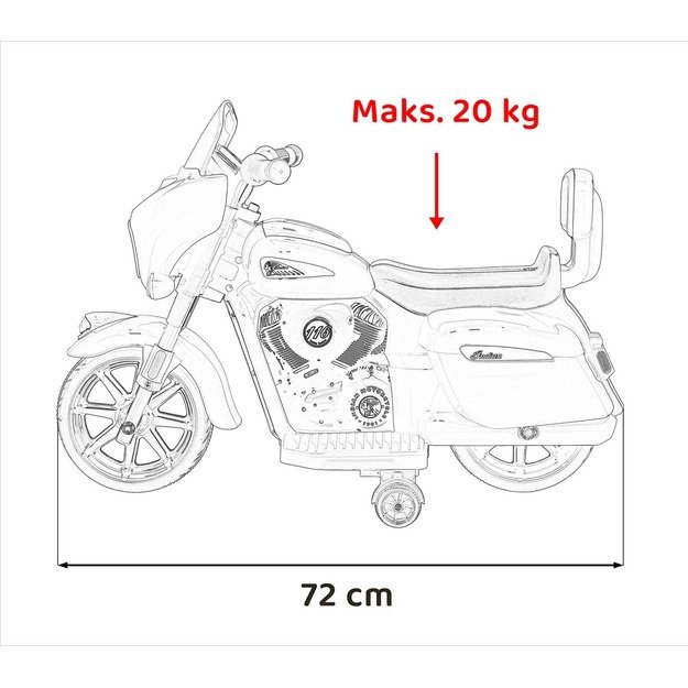 Vaikiškas elektrinis motociklas Chopper INDIAN, mėlynas