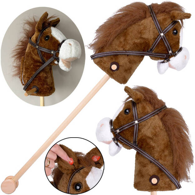 Medinis „Hobby Horse“ arklys vaikams su garso efektais, rudas