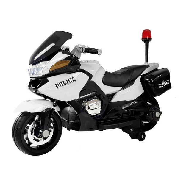 Vienvietis elektrinis policijos motociklas vaikams HZB118, baltas 